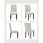 Ensemble de 2 chaises de salle à manger, rembourrées en tissu moderne avec dossier incurvé, pieds en bois robustes, pour salle à manger, cuisine et maison, tissu facile à nettoyer