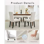 Ensemble de 2 chaises de salle à manger, rembourrées en tissu moderne avec dossier incurvé, pieds en bois robustes, pour salle à manger, cuisine et maison, tissu facile à nettoyer
