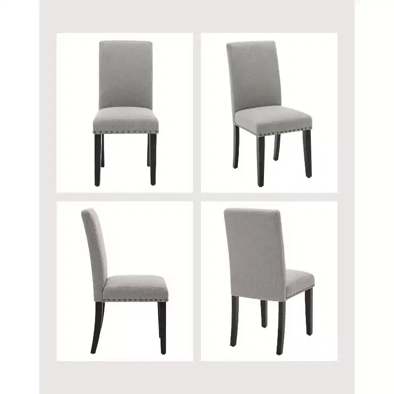 Ensemble de 2 chaises de salle à manger, rembourrées en tissu moderne avec dossier incurvé, pieds en bois robustes, pour salle à manger, cuisine et maison, tissu facile à nettoyer
