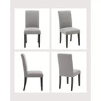 Ensemble de 2 chaises de salle à manger, rembourrées en tissu moderne avec dossier incurvé, pieds en bois robustes, pour salle à manger, cuisine et maison, tissu facile à nettoyer