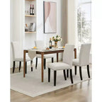 Ensemble de 2 chaises de salle à manger, rembourrées en tissu moderne avec dossier incurvé, pieds en bois robustes, pour salle à manger, cuisine et maison, tissu facile à nettoyer