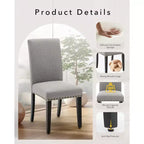 Ensemble de 2 chaises de salle à manger, rembourrées en tissu moderne avec dossier incurvé, pieds en bois robustes, pour salle à manger, cuisine et maison, tissu facile à nettoyer