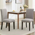 2-Piece Dining Chair Set, Modern Fabric Upholstered with Curved Back, Heavy-Duty Wooden Legs, for Dining, Kitchen, and Home, Easy-To-Clean Fabric