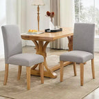 Ensemble de 2 chaises de salle à manger, rembourrées en tissu moderne avec dossier incurvé, pieds en bois robustes, pour salle à manger, cuisine et maison, tissu facile à nettoyer