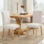 Ensemble de 2 chaises de salle à manger, rembourrées en tissu moderne avec dossier incurvé, pieds en bois robustes, pour salle à manger, cuisine et maison, tissu facile à nettoyer