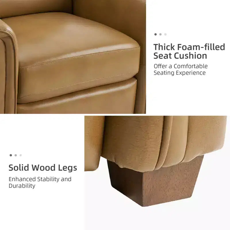 Fauteuil inclinable électrique Alfredo en cuir véritable Zéro Gravité avec appui-tête réglable Lot de 2|HULALA HOME-CAMEL