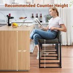 Chaise de bar de 24 po avec dossier, en cuir PU pour îlot de cuisine et repose-pieds en métal noir pour îlot de cuisine