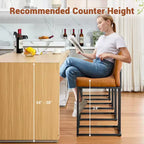 Chaise de bar de 24 po avec dossier, en cuir PU pour îlot de cuisine et repose-pieds en métal noir pour îlot de cuisine