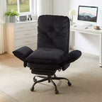 Chaise de bureau Bestier avec repose-pieds et accoudoirs relevables, chaise ergonomique à dossier haut avec poches latérales, chaise en cuir à pieds croisés avec roulettes