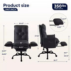 Chaise de bureau Bestier avec repose-pieds et accoudoirs relevables, chaise ergonomique à dossier haut avec poches latérales, chaise en cuir à pieds croisés avec roulettes