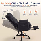 Chaise de bureau Bestier avec repose-pieds et accoudoirs relevables, chaise ergonomique à dossier haut avec poches latérales, chaise en cuir à pieds croisés avec roulettes