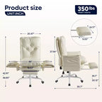 Chaise de bureau Bestier avec repose-pieds et accoudoirs relevables, chaise ergonomique à dossier haut avec poches latérales, chaise en cuir à pieds croisés avec roulettes