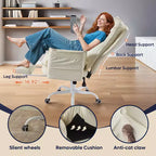 Chaise de bureau Bestier avec repose-pieds et accoudoirs relevables, chaise ergonomique à dossier haut avec poches latérales, chaise en cuir à pieds croisés avec roulettes