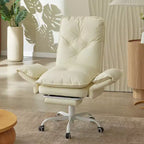 Chaise de bureau Bestier avec repose-pieds et accoudoirs relevables, chaise ergonomique à dossier haut avec poches latérales, chaise en cuir à pieds croisés avec roulettes