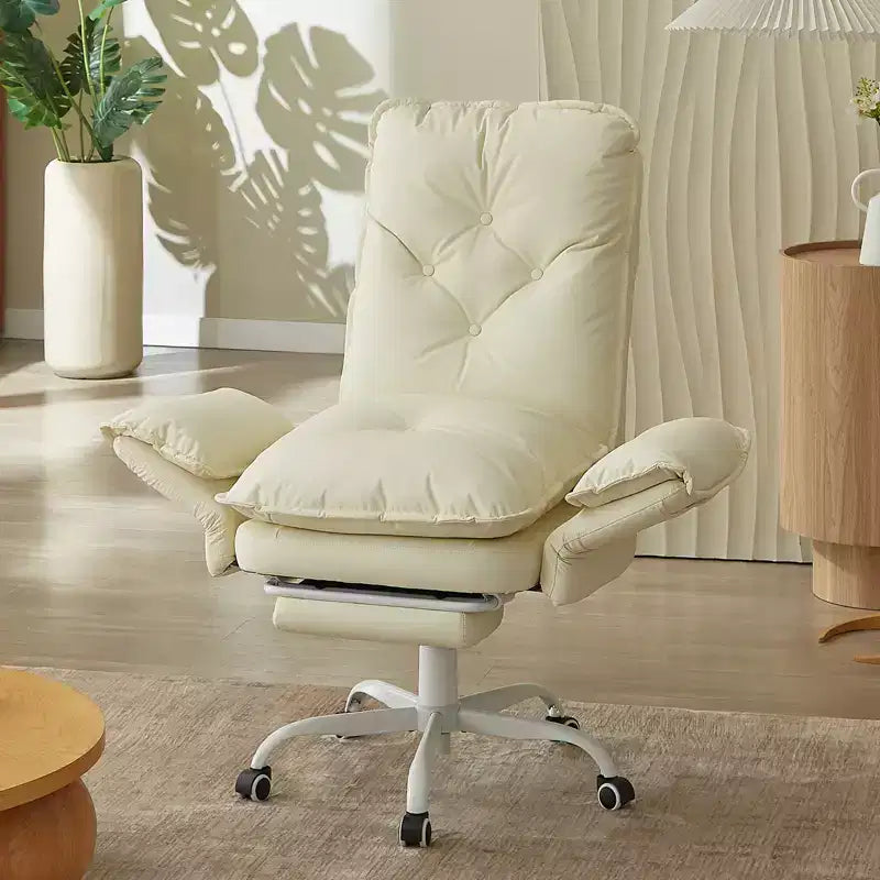 Chaise de bureau Bestier avec repose-pieds et accoudoirs relevables, chaise ergonomique à dossier haut avec poches latérales, chaise en cuir à pieds croisés avec roulettes