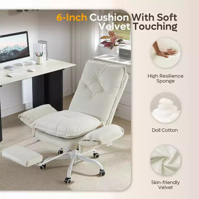 Chaise de bureau Bestier avec repose-pieds et accoudoirs relevables, chaise ergonomique à dossier haut avec poches latérales, chaise en cuir à pieds croisés avec roulettes