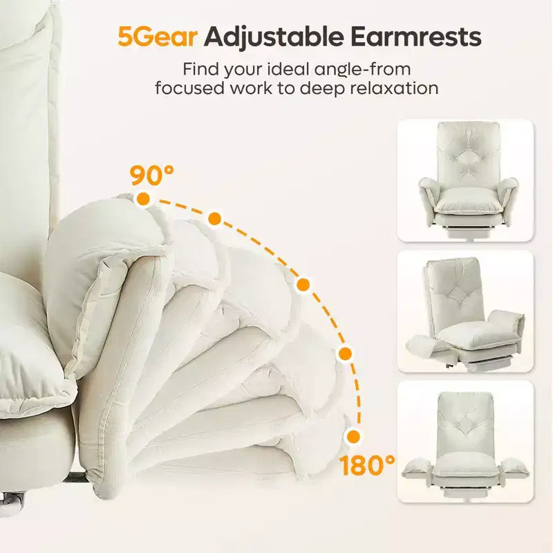 Chaise de bureau Bestier avec repose-pieds et accoudoirs relevables, chaise ergonomique à dossier haut avec poches latérales, chaise en cuir à pieds croisés avec roulettes