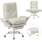 Chaise de bureau Bestier avec repose-pieds et accoudoirs relevables, chaise ergonomique à dossier haut avec poches latérales, chaise en cuir à pieds croisés avec roulettes