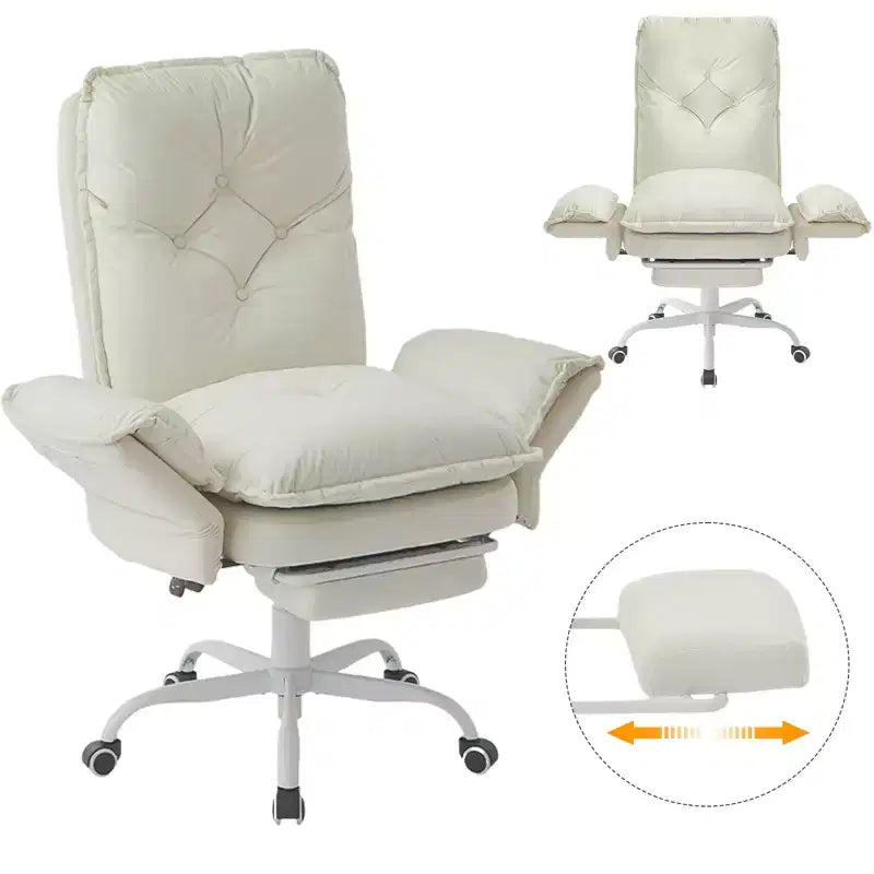 Chaise de bureau Bestier avec repose-pieds et accoudoirs relevables, chaise ergonomique à dossier haut avec poches latérales, chaise en cuir à pieds croisés avec roulettes