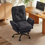 Chaise de bureau Bestier avec repose-pieds et accoudoirs relevables, chaise ergonomique à dossier haut avec poches latérales, chaise en cuir à pieds croisés avec roulettes