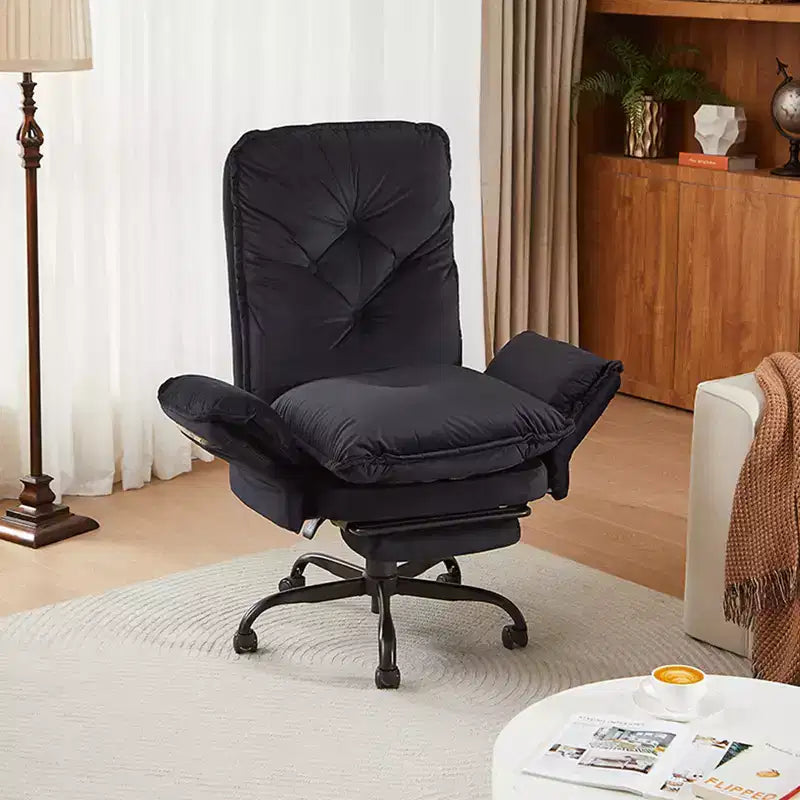 Bestier Office Chair with Footrest and Flip-Up Arms, Ergonomic High Back Criss Cross Chair with Side Pockets, Leather Cross Legged Chair with Wheels