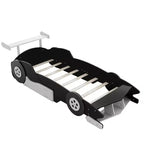 Bellemave Lit de voiture de course double tailleLit de voiture cool avec étagères de rangement, lit de voiture avec roues pour garçons et fillesNoir