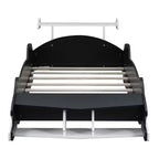 Bellemave Lit de voiture de course double tailleLit de voiture cool avec étagères de rangement, lit de voiture avec roues pour garçons et fillesNoir