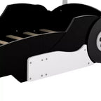 Bellemave Lit de voiture de course double tailleLit de voiture cool avec étagères de rangement, lit de voiture avec roues pour garçons et fillesNoir