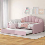Bellemave Lit de repos double avec lit gigogne, canapé-lit double, lit de repos avec lit gigogne pour adultes, enfants, filles, adolescents, pour salon, velours, rose