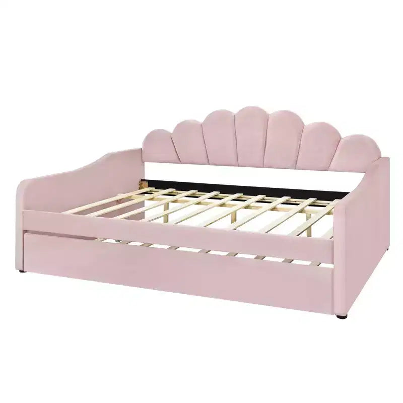 Bellemave Lit de repos double avec lit gigogne, canapé-lit double, lit de repos avec lit gigogne pour adultes, enfants, filles, adolescents, pour salon, velours, rose
