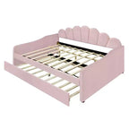Bellemave Lit de repos double avec lit gigogne, canapé-lit double, lit de repos avec lit gigogne pour adultes, enfants, filles, adolescents, pour salon, velours, rose