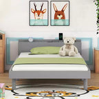 Lit jumeau pour enfants Bellemave avec port USB, lit plateforme en bois pour garçons, filles, adolescents, cadres de lit pour enfants, cadre blanc ou gris