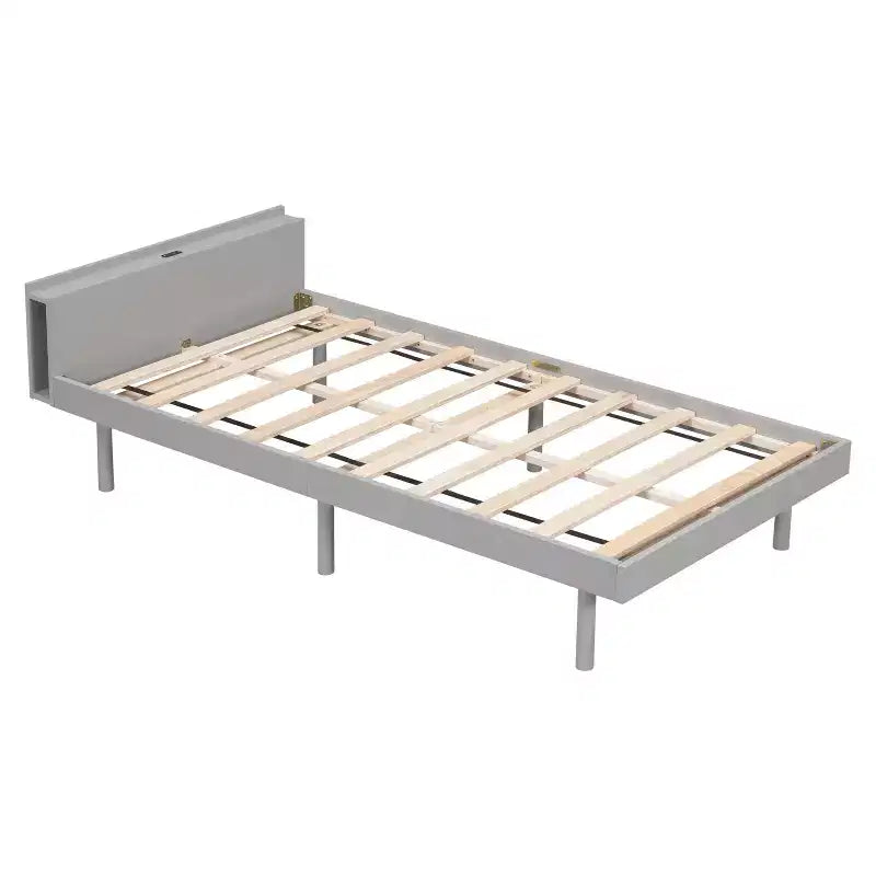 Lit jumeau pour enfants Bellemave avec port USB, lit plateforme en bois pour garçons, filles, adolescents, cadres de lit pour enfants, cadre blanc ou gris