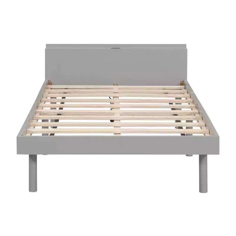 Lit jumeau pour enfants Bellemave avec port USB, lit plateforme en bois pour garçons, filles, adolescents, cadres de lit pour enfants, cadre blanc ou gris
