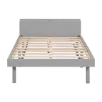 Lit jumeau pour enfants Bellemave avec port USB, lit plateforme en bois pour garçons, filles, adolescents, cadres de lit pour enfants, cadre blanc ou gris