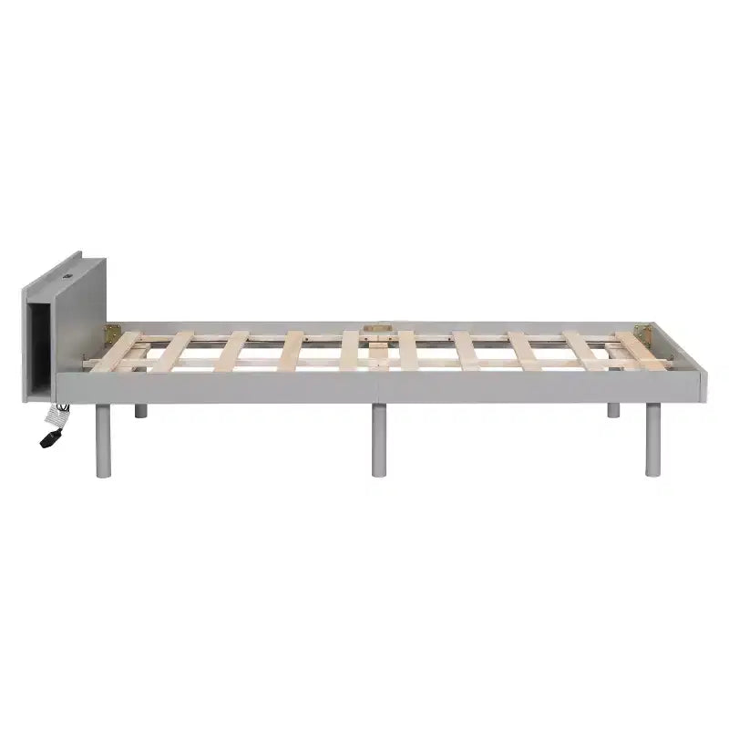 Lit jumeau pour enfants Bellemave avec port USB, lit plateforme en bois pour garçons, filles, adolescents, cadres de lit pour enfants, cadre blanc ou gris
