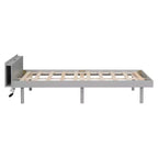 Lit jumeau pour enfants Bellemave avec port USB, lit plateforme en bois pour garçons, filles, adolescents, cadres de lit pour enfants, cadre blanc ou gris