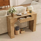 Console rustique de 119 cm avec tiroir, longue table de canapé pour derrière le canapé, table d'entrée et de couloir rustique pour salon, chêne