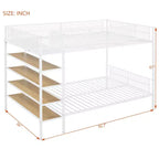 Bellemave Lit Superposé en Métal Jumeau sur Entier avec Étagères à 5 Niveaux, Lits Superposés Robustes pour Enfants/Adolescents, Blanc
