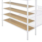 Bellemave Lit Superposé en Métal Jumeau sur Entier avec Étagères à 5 Niveaux, Lits Superposés Robustes pour Enfants/Adolescents, Blanc