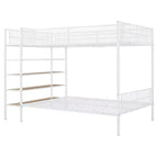 Bellemave Lit Superposé en Métal Jumeau sur Entier avec Étagères à 5 Niveaux, Lits Superposés Robustes pour Enfants/Adolescents, Blanc