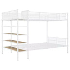 Bellemave Lit Superposé en Métal Jumeau sur Entier avec Étagères à 5 Niveaux, Lits Superposés Robustes pour Enfants/Adolescents, Blanc