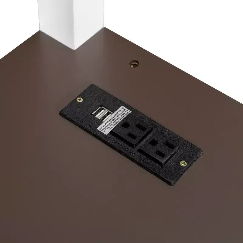 Lit mezzanine queen Bellemave avec bureau, étagère de rangement et station de recharge USB, cadre de lit mezzanine en bois avec lattes et garde-corps, blanc