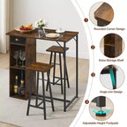 Ensemble de table de bar, ensemble de table de bar 3 pièces avec tiroir de rangement et étagère, ensemble de table peu encombrant, petite table et ensemble de 2 chaises