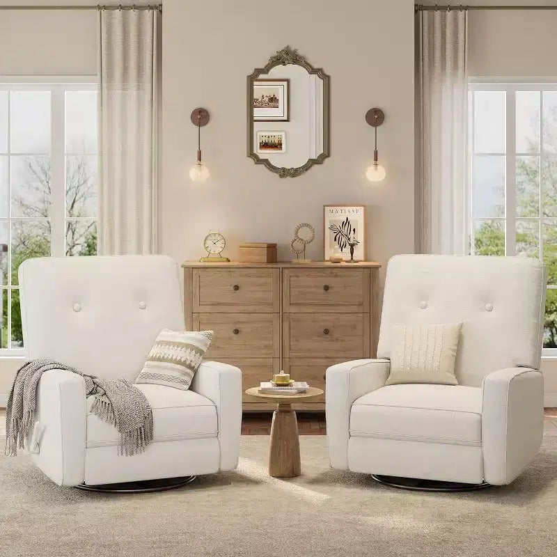 Fauteuil inclinable manuel Acekool, fauteuil à bascule pivotant et coulissant en lin, fauteuil individuel réglable