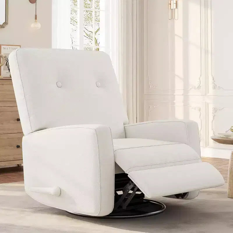 Fauteuil inclinable manuel Acekool, fauteuil à bascule pivotant et coulissant en lin, fauteuil individuel réglable