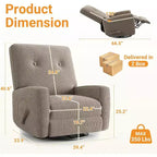 Fauteuil inclinable manuel Acekool, fauteuil à bascule pivotant et coulissant en lin, fauteuil individuel réglable