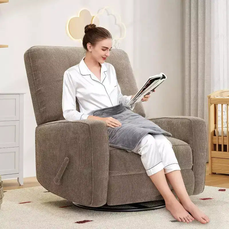 Fauteuil inclinable manuel Acekool, fauteuil à bascule pivotant et coulissant en lin, fauteuil individuel réglable