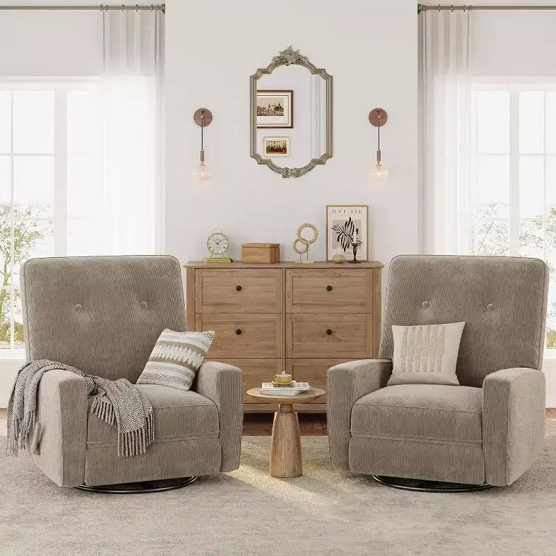 Fauteuil inclinable manuel Acekool, fauteuil à bascule pivotant et coulissant en lin, fauteuil individuel réglable