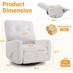 Fauteuil inclinable manuel Acekool, fauteuil à bascule pivotant et coulissant en lin, fauteuil individuel réglable